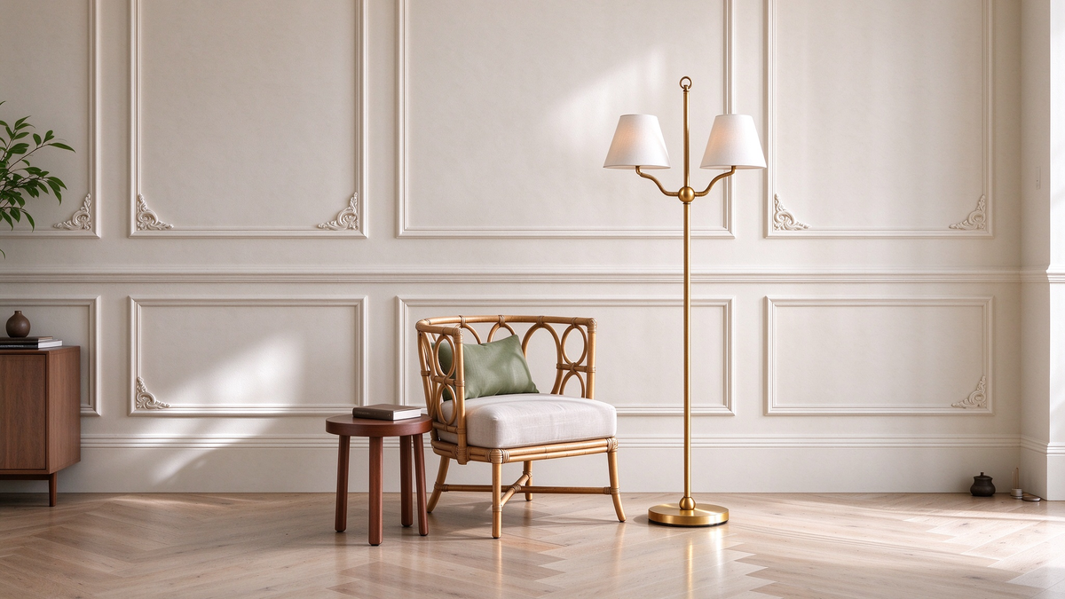 Jute-Wrapped Two-Light Floor Lamp