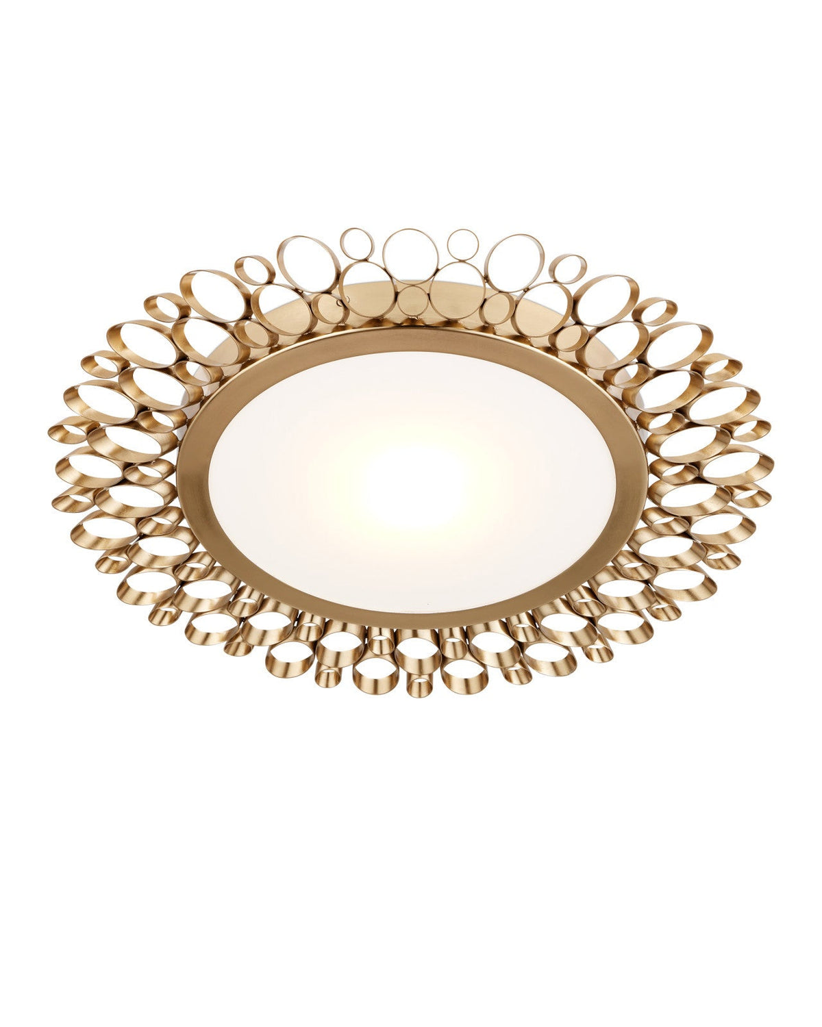 24-Inch Antique Brass Layered Ring LED Flush Mount