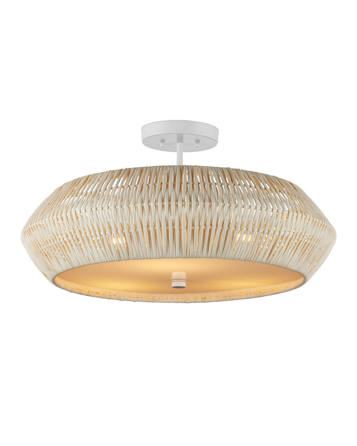 24.5-Inch Handwoven Rattan Three-Light Semi-Flush Mount