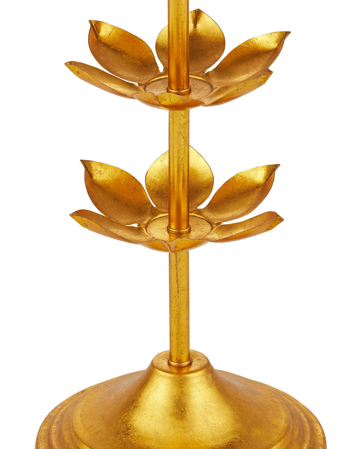 65-Inch Gold Leaf Iron Floor Lamp with Lotus Accents