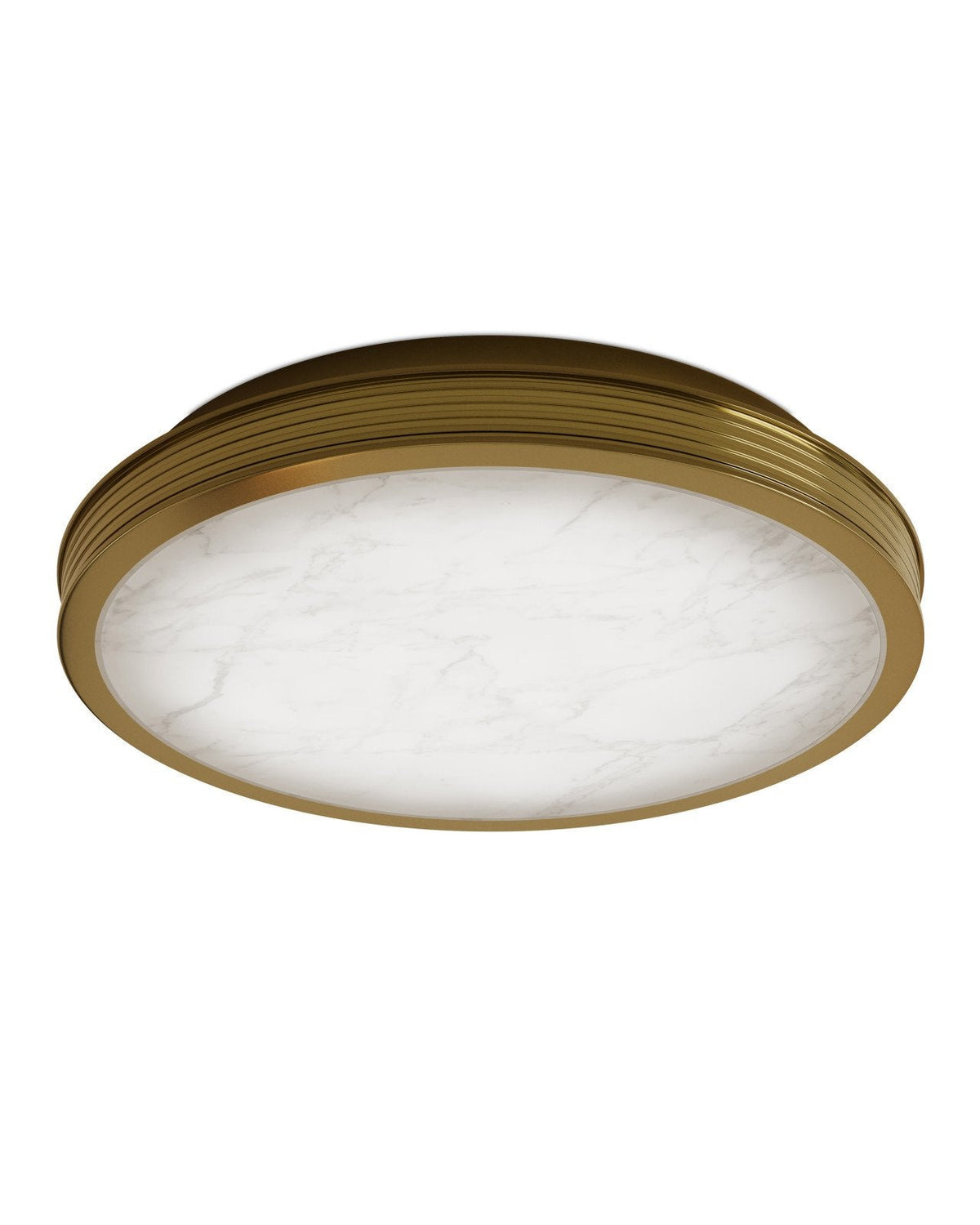15.75-Inch Alabaster and Antique Brass LED Flush Mount