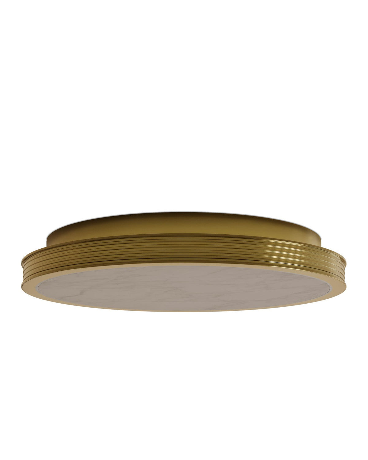 15.75-Inch Alabaster and Antique Brass LED Flush Mount