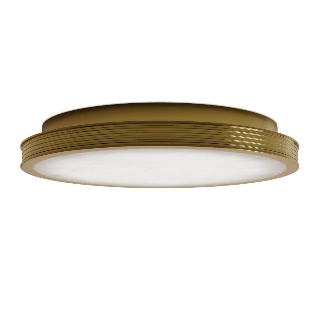 15.75-Inch Alabaster and Antique Brass LED Flush Mount