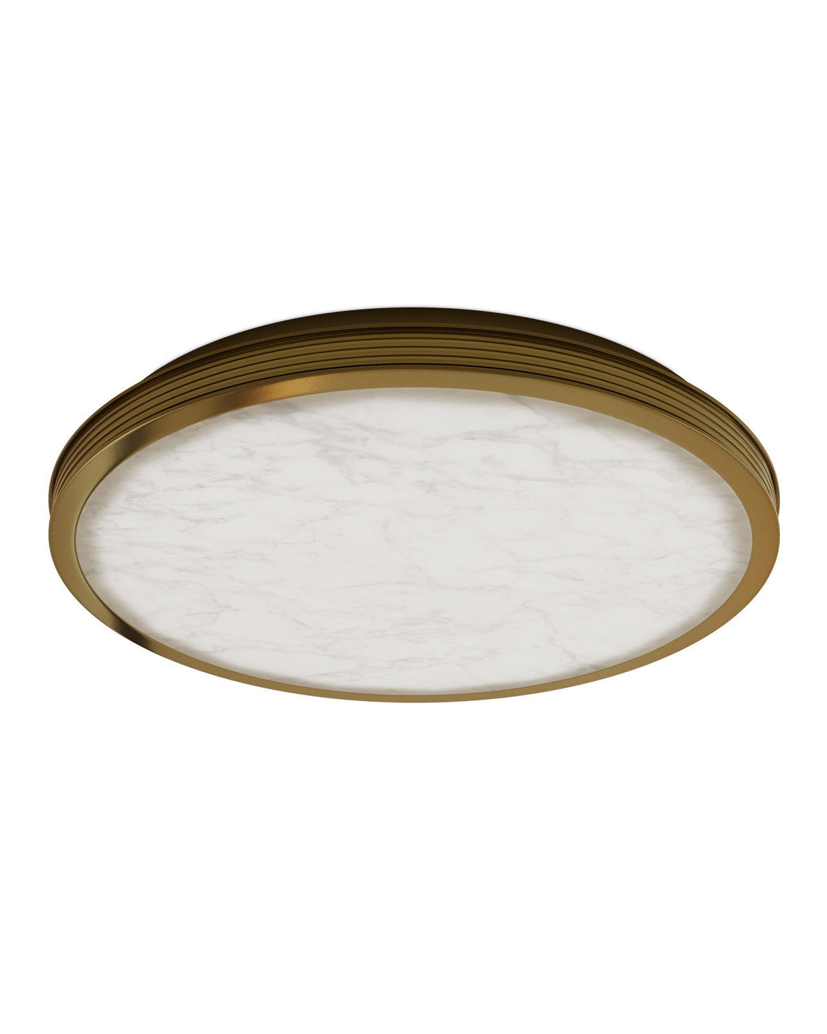 23.5-Inch Alabaster and Antique Brass LED Flush Mount