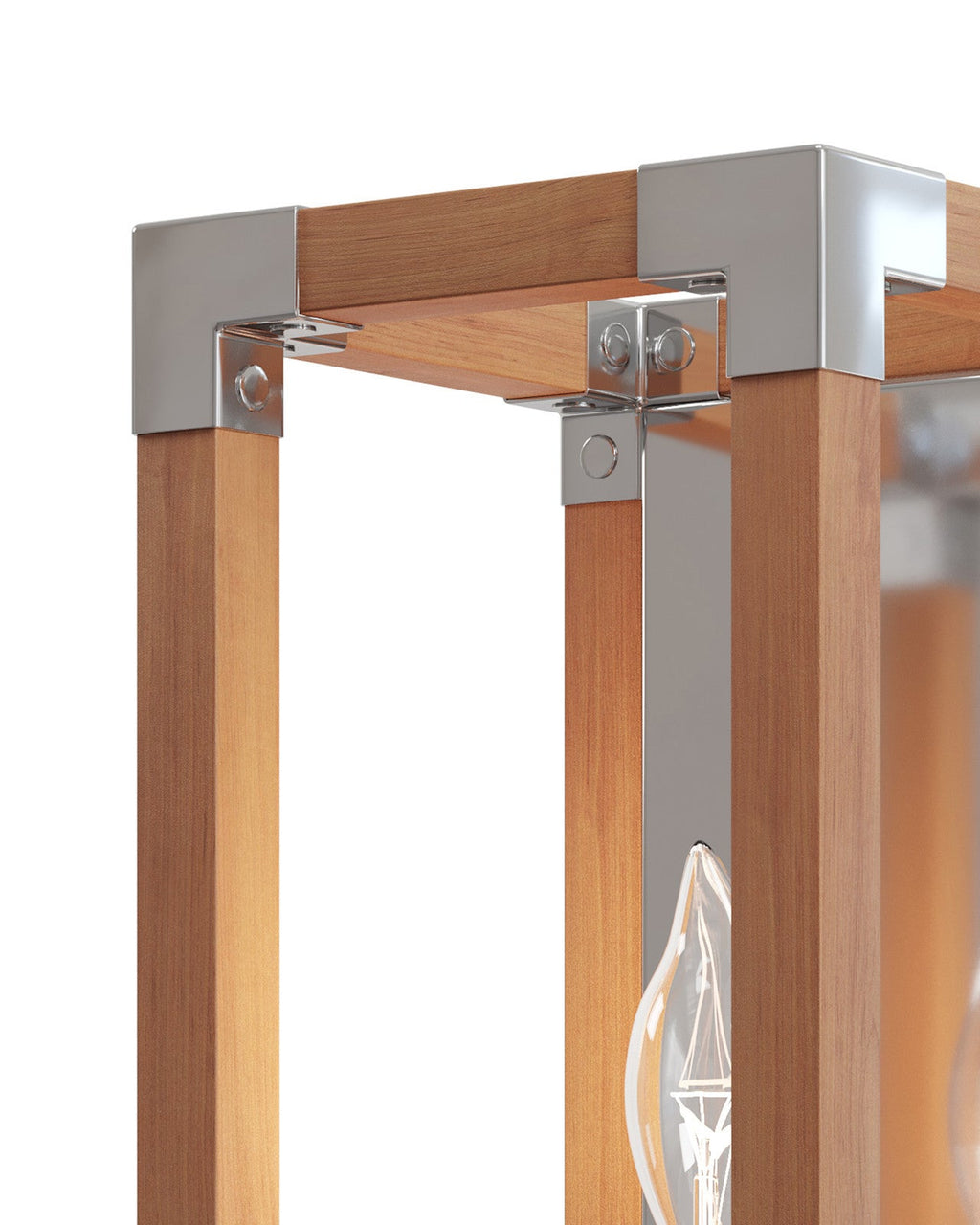 Applique murale en teck naturel de 16.25-Inch avec accents nickelés