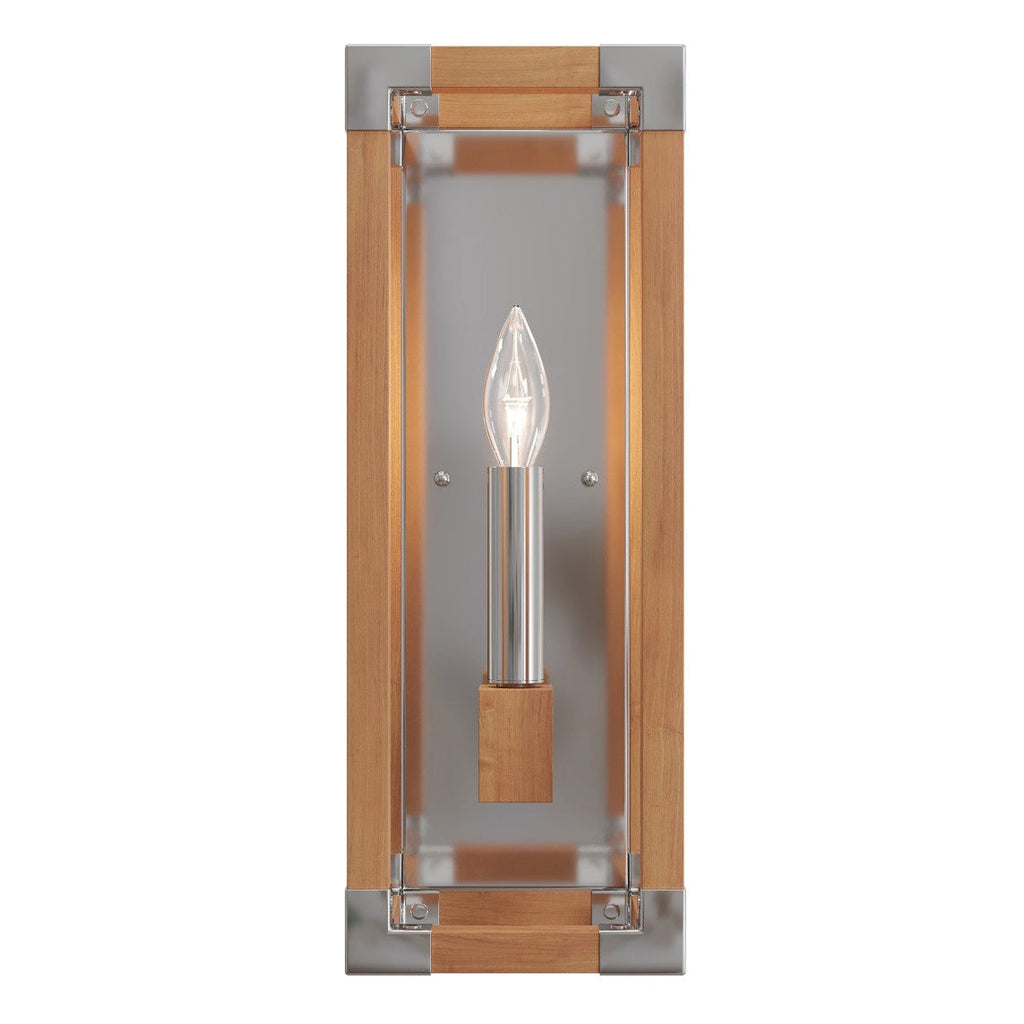 Applique murale en teck naturel de 16.25-Inch avec accents nickelés