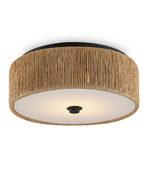 14-Inch Woven Kraft Paper Twine LED Flush Mount
