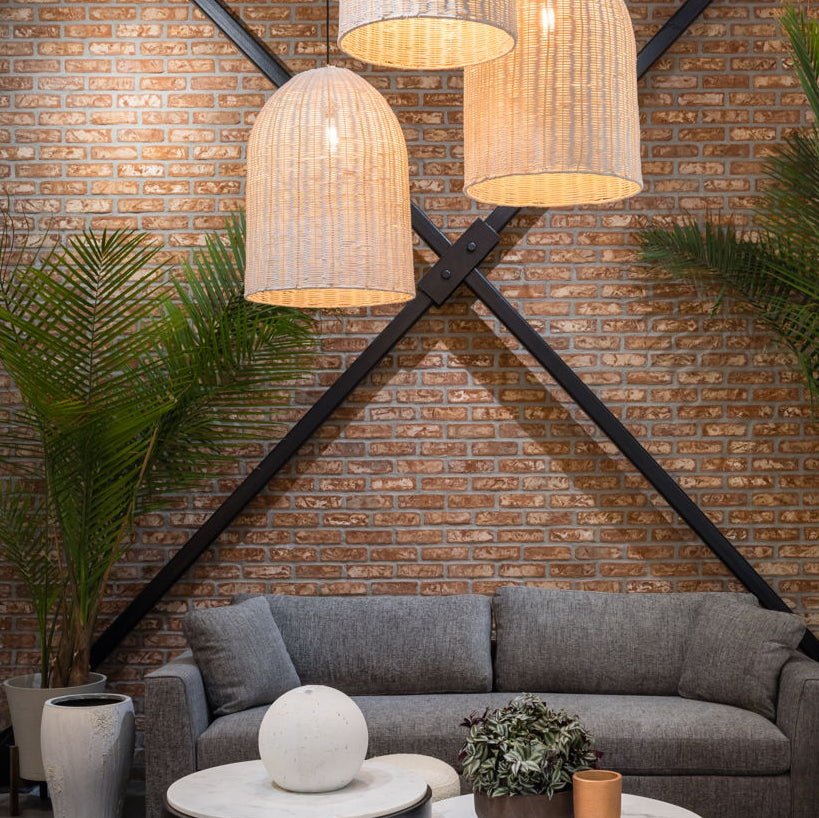 White Woven Rattan Chandelier