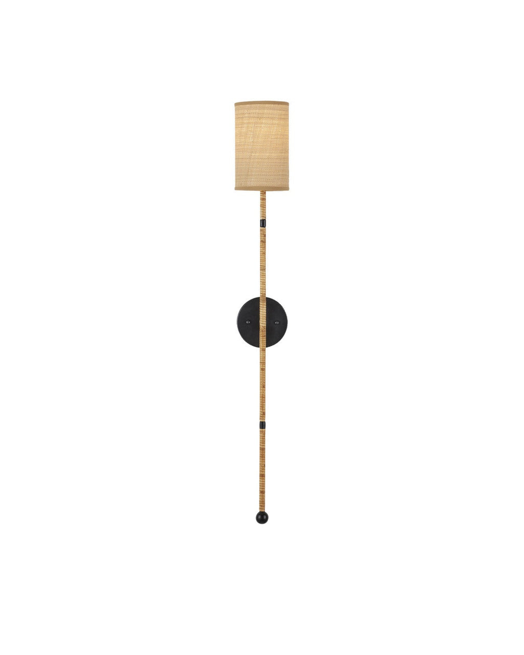 Applique murale de 39.75-Inch recouverte de rotin avec abat-jour en toile de graminées