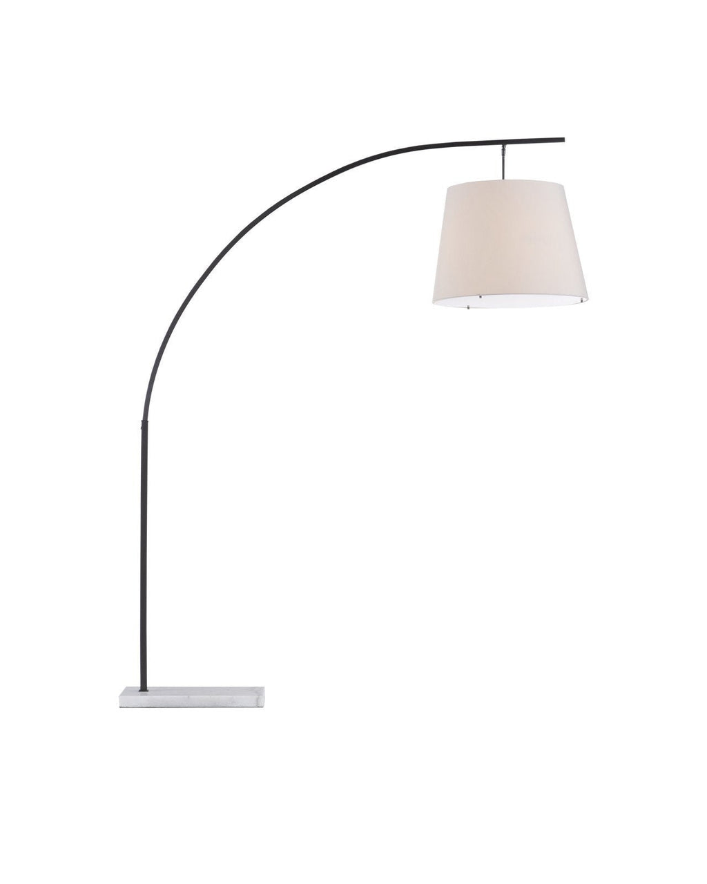 Lampadaire arqué en fer forgé de 87 pouces avec base en marbre