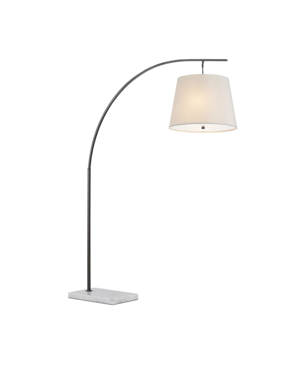 177,8-cm-Bogenstehlampe aus schwarzem Schmiedeeisen mit Marmorsockel