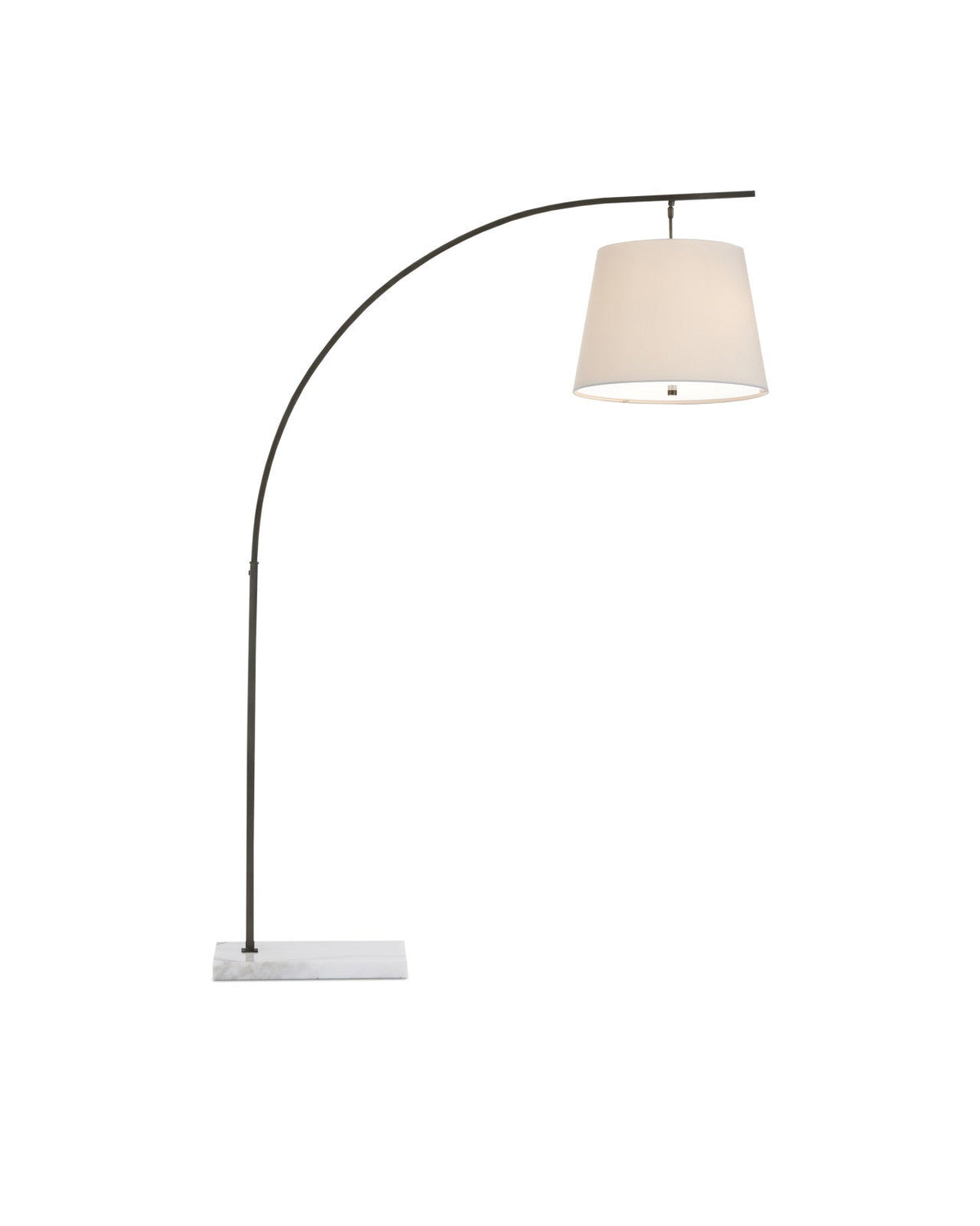 70-Inch Black Wrought Iron Arc Floor Lamp with Marble Base