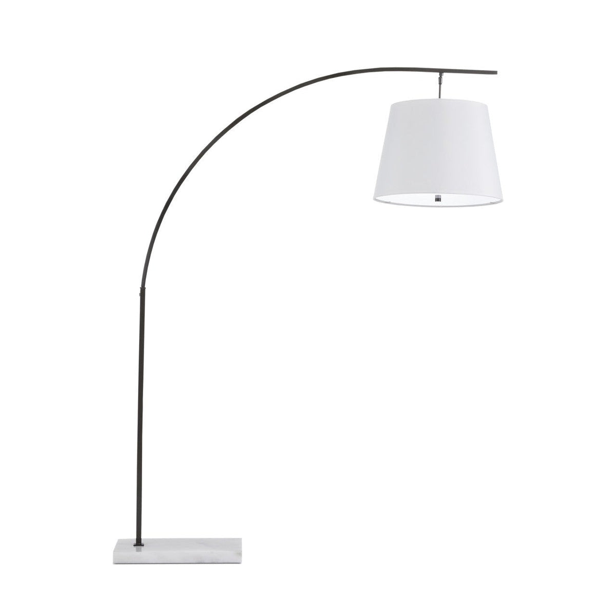 70-Inch Black Wrought Iron Arc Floor Lamp with Marble Base