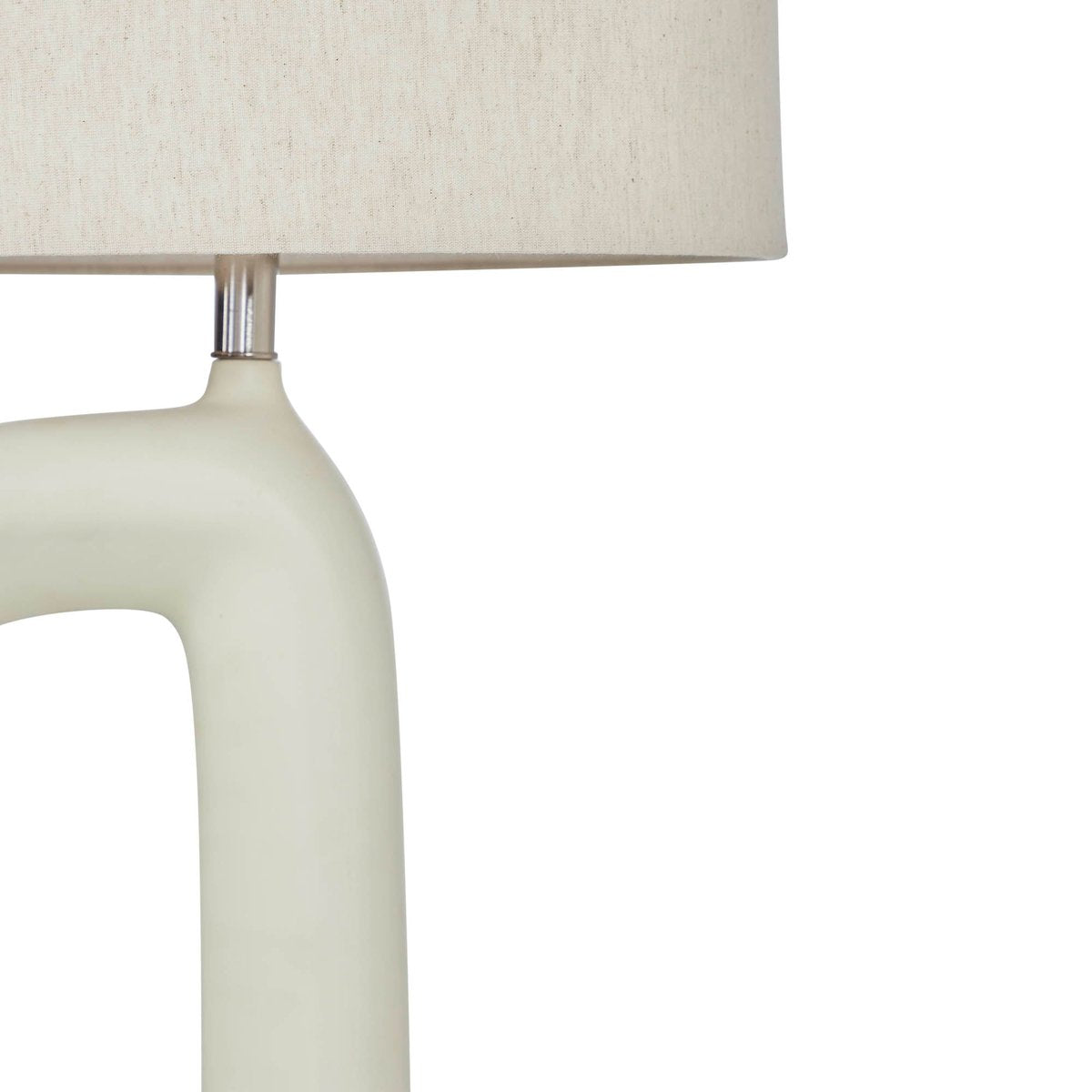 Lampe de table en céramique blanche de 27 pouces avec abat-jour en lin