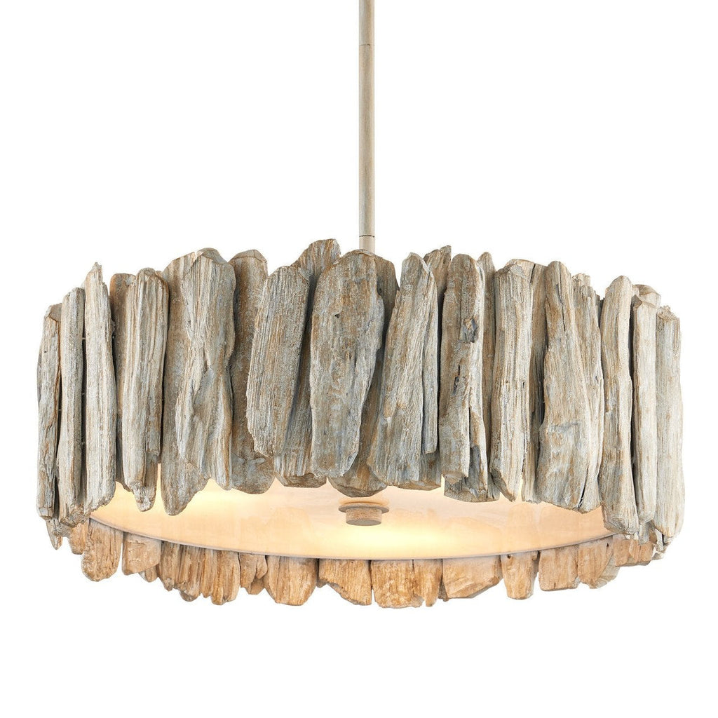 Plafonnier semi-affleurant de 19.5 pouces en bois blanchi