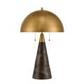 Lampe de bureau en marbre brun de 24 pouces avec abat-jour en dôme de laiton