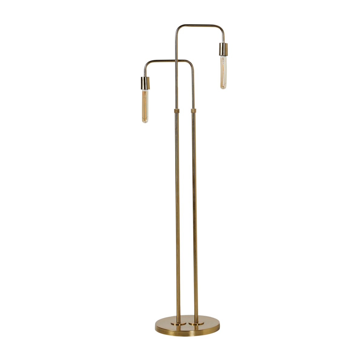 62-Inch Antique Brass-Finish Iron Dual-Arm Floor Lamp