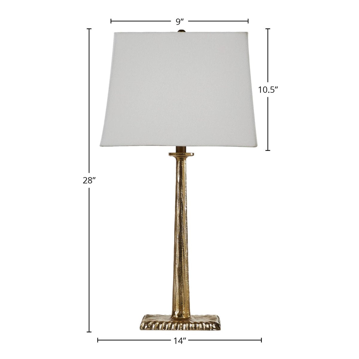 28-Inch Antique Brass Aluminum Table Lamp with Linen Shade
