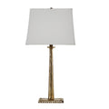 28-Inch Antique Brass Aluminum Table Lamp with Linen Shade