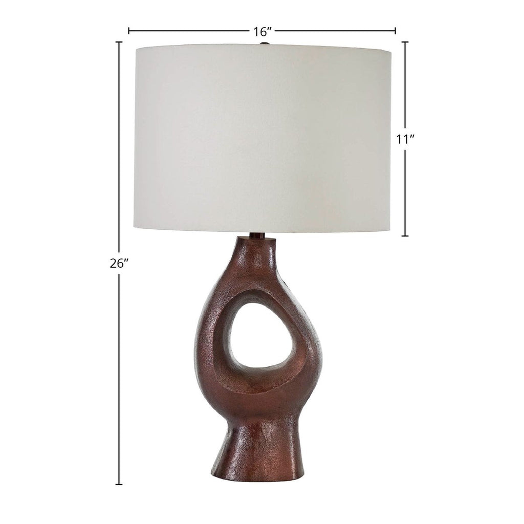 Lampe de table en aluminium perforé finition cuivre de 26 pouces