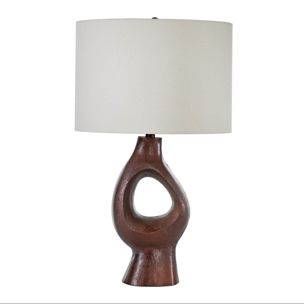 Lampe de table en aluminium perforé finition cuivre de 26 pouces