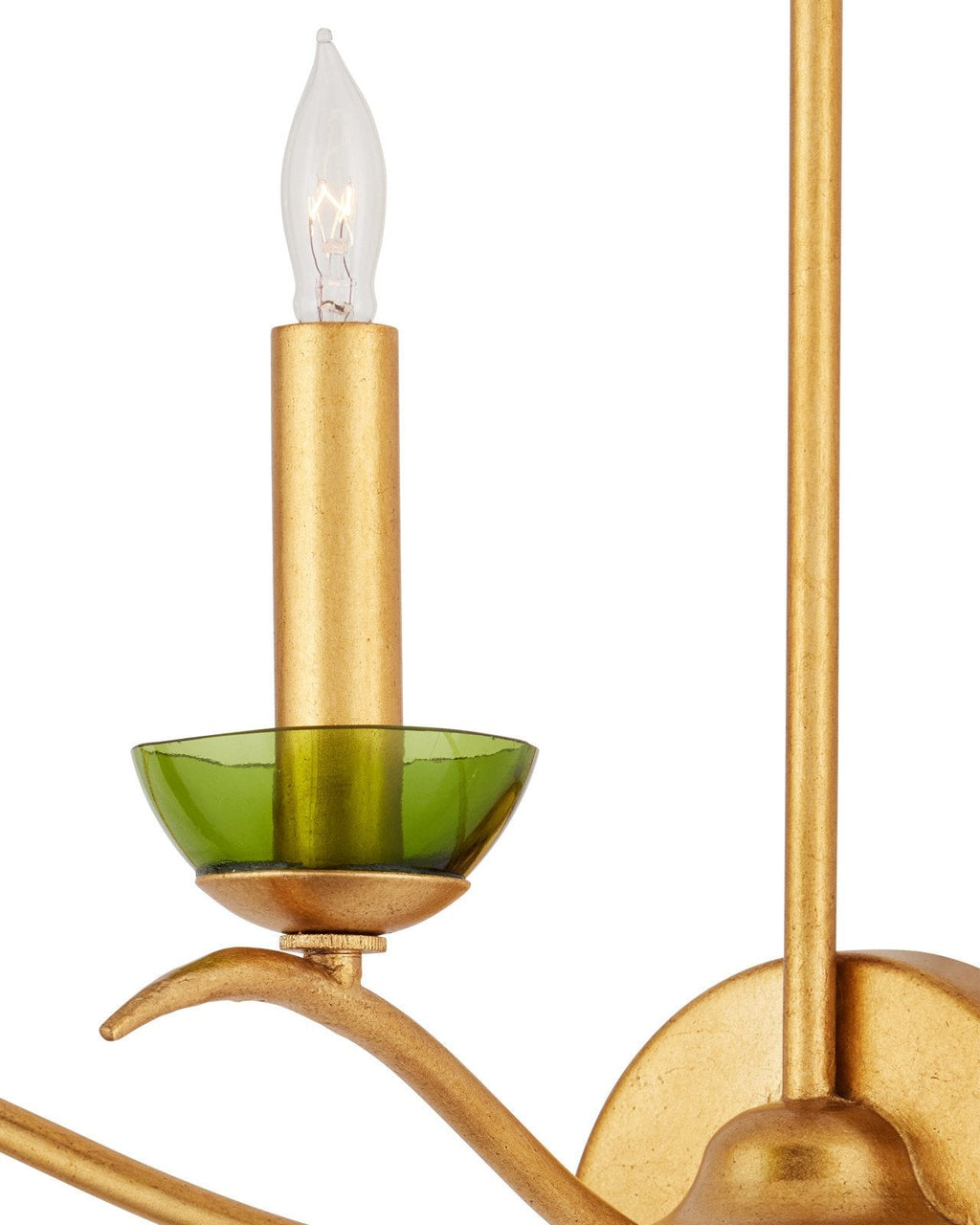 Applique murale à finition dorée de 20.25-Inch à 3 lumières avec verre vert
