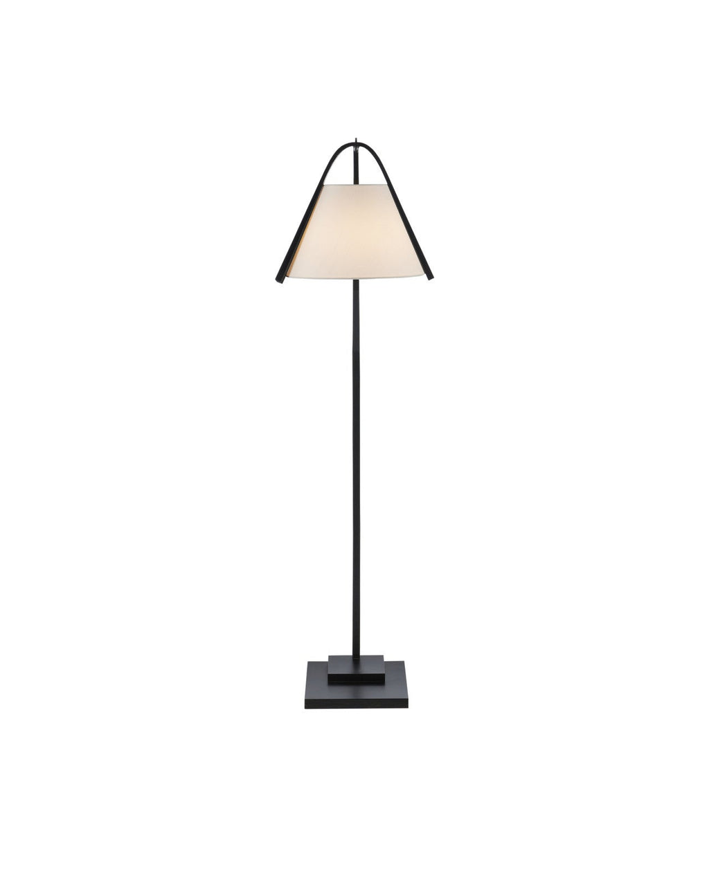 Lampadaire en fer forgé noir de 54.5 pouces avec bras incurvé