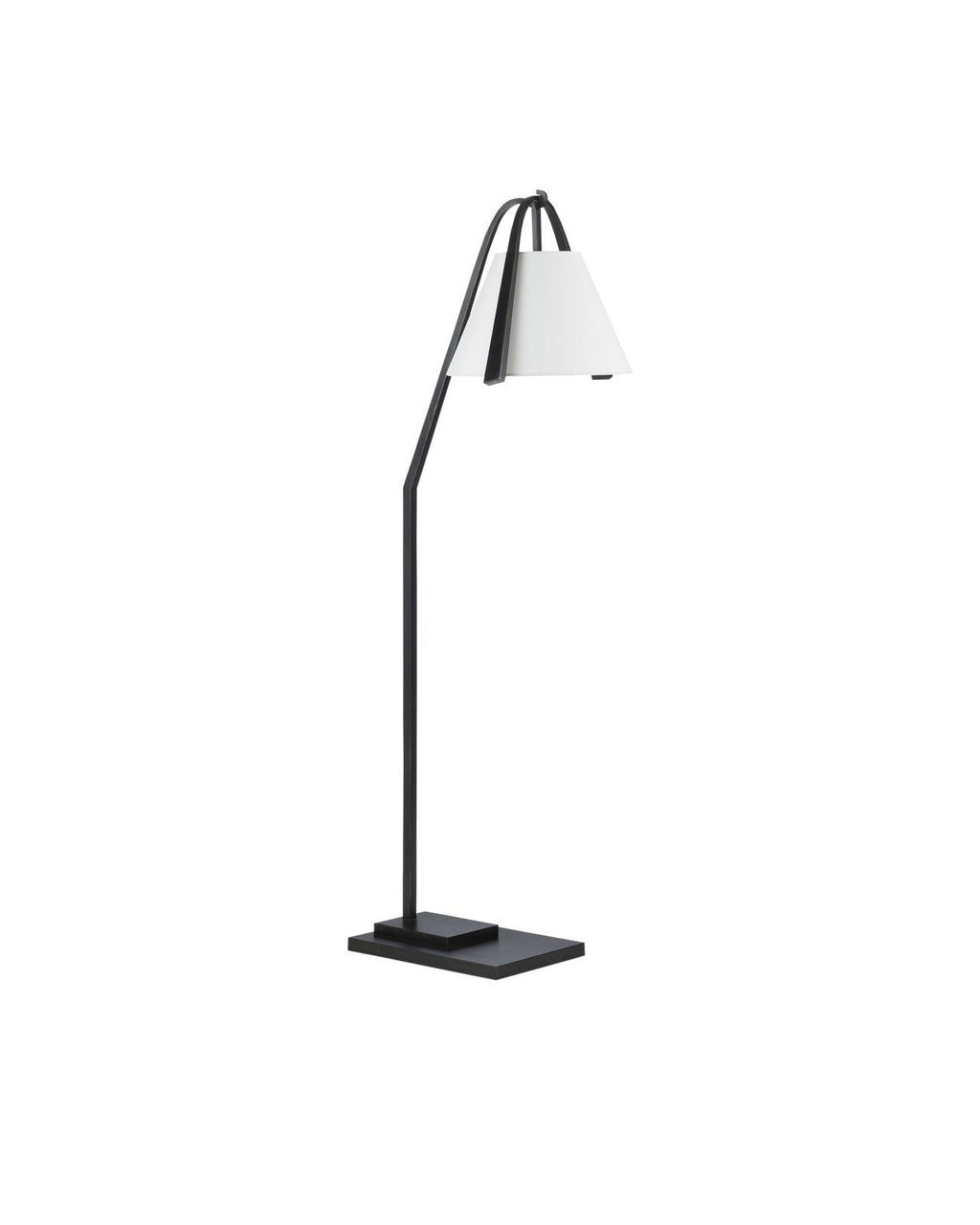 Lampadaire en fer forgé noir de 54.5 pouces avec bras incurvé