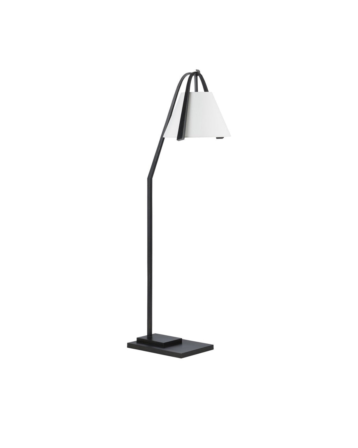 Lampadaire en fer forgé noir de 54.5 pouces avec bras incurvé