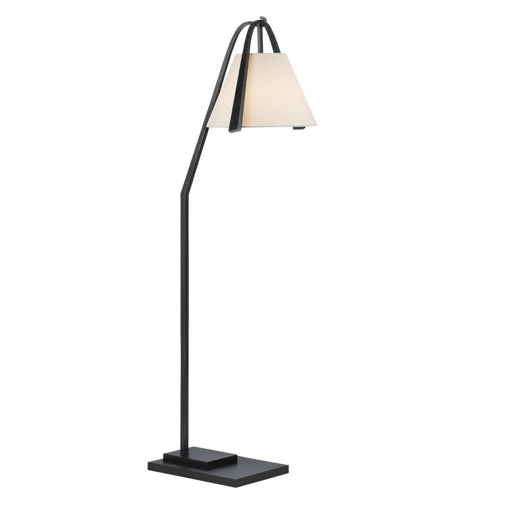 Lampadaire en fer forgé noir de 54.5 pouces avec bras incurvé