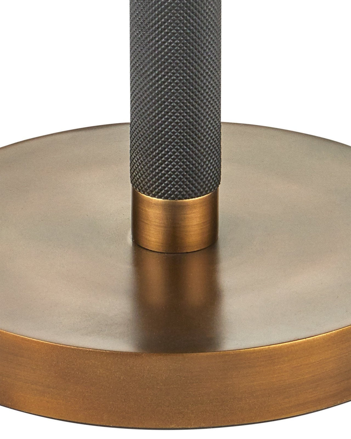 62-Inch Knurled Black Aluminum Floor Lamp with Brass Accents