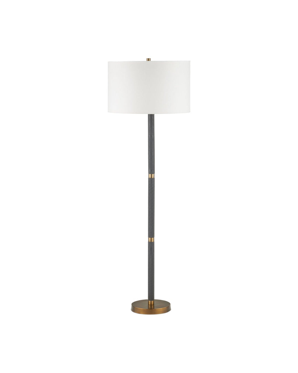 Lampadaire de 62 pouces en aluminium noir moleté avec accents en laiton