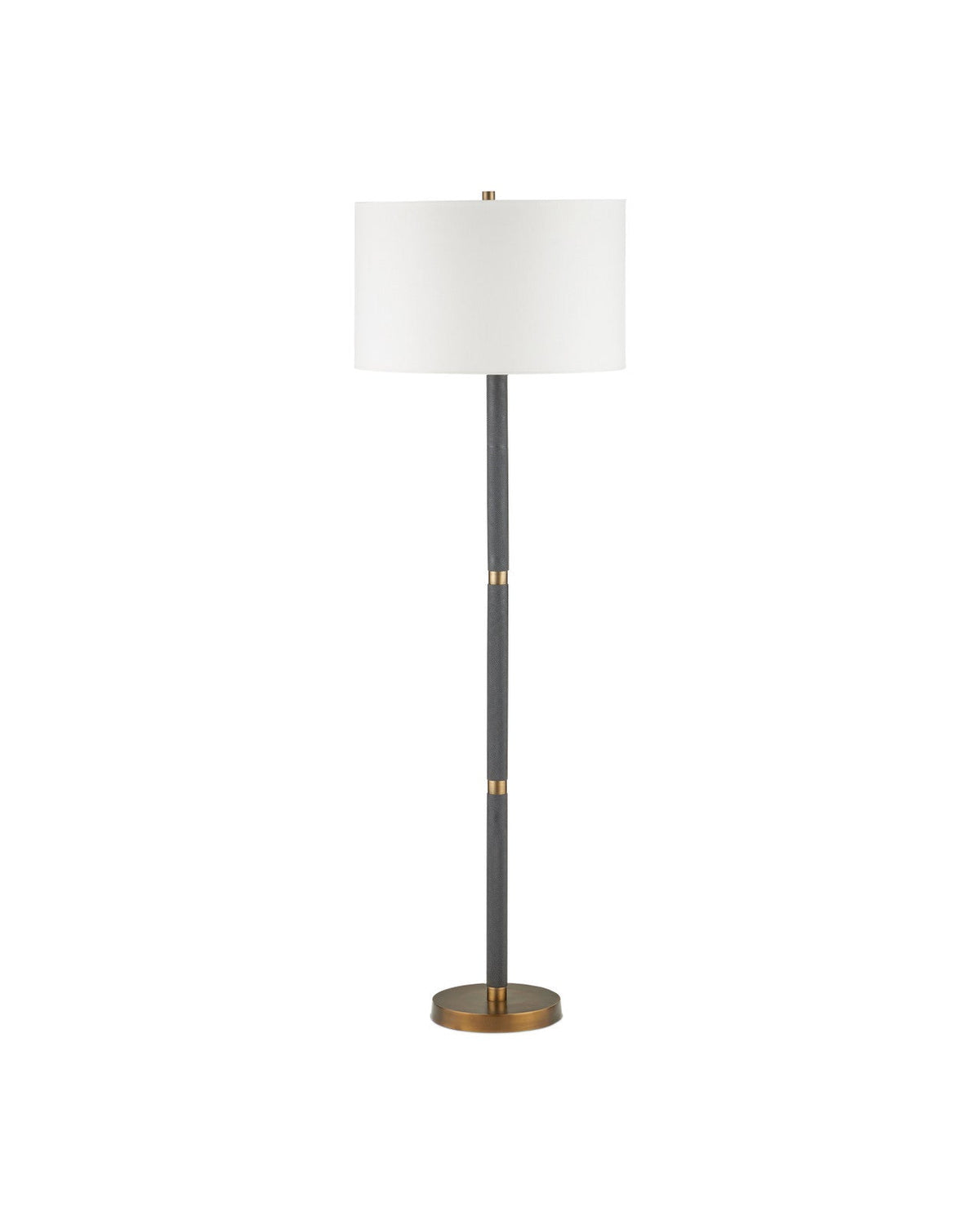 Lampadaire de 62 pouces en aluminium noir moleté avec accents en laiton