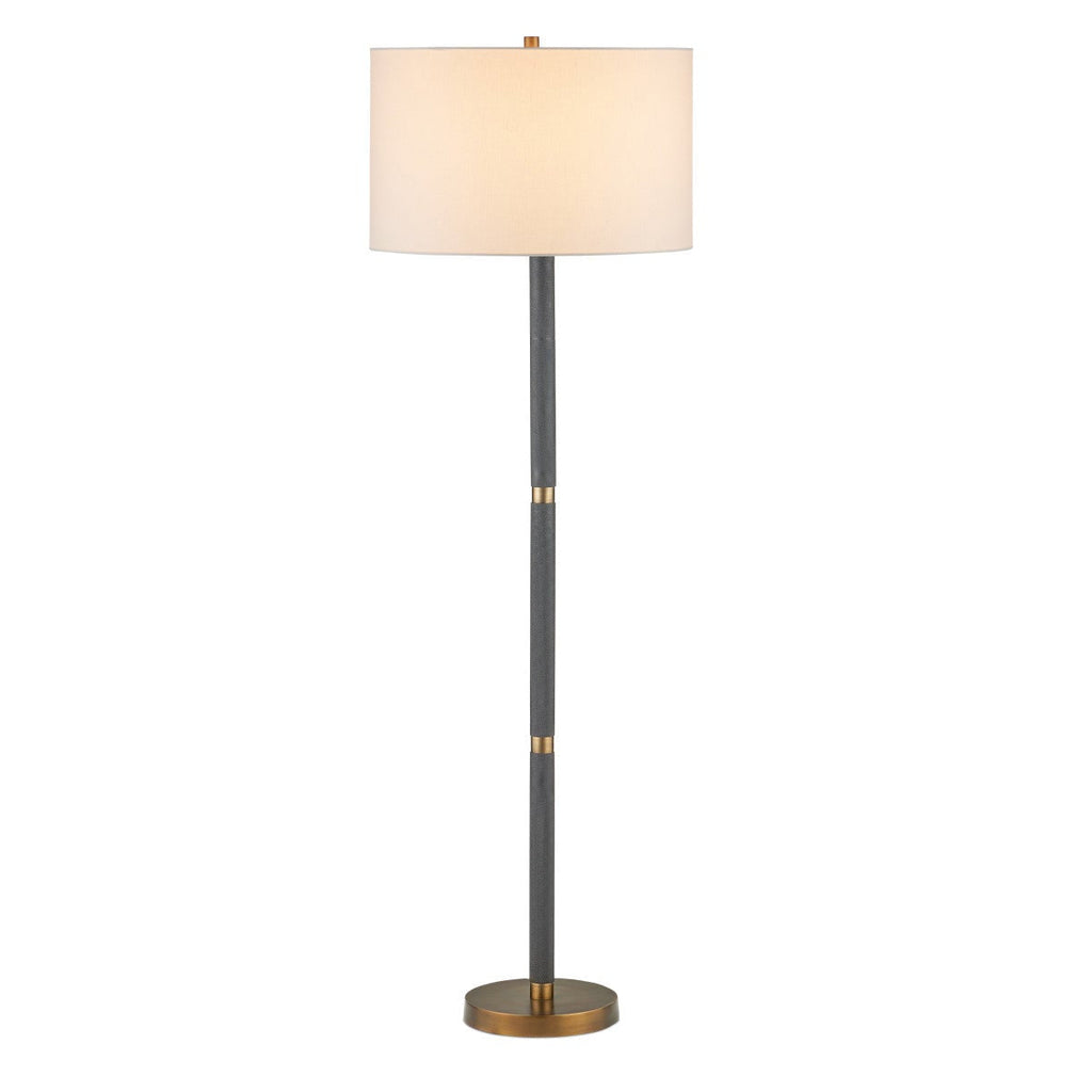 Lampadaire de 62 pouces en aluminium noir moleté avec accents en laiton