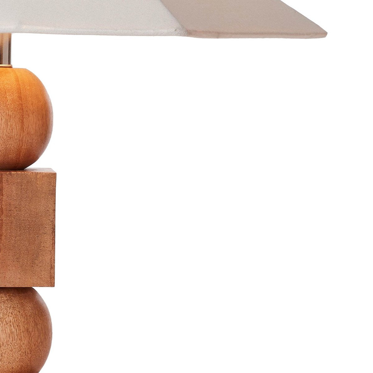 23-Inch Geometric Mango Wood Table Lamp with Cotton Shade