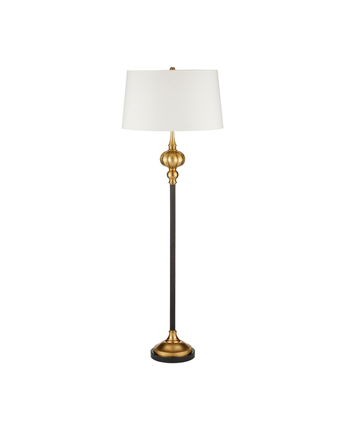64.5-Inch Bronze and Brass Floor Lamp with Black Granite Base