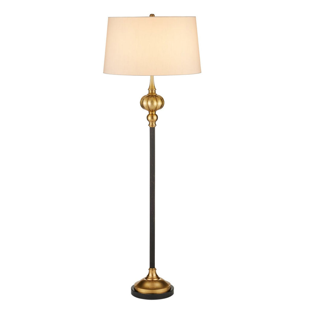 64.5-Zoll-Stehlampe aus Bronze und Messing mit schwarzem Granitsockel