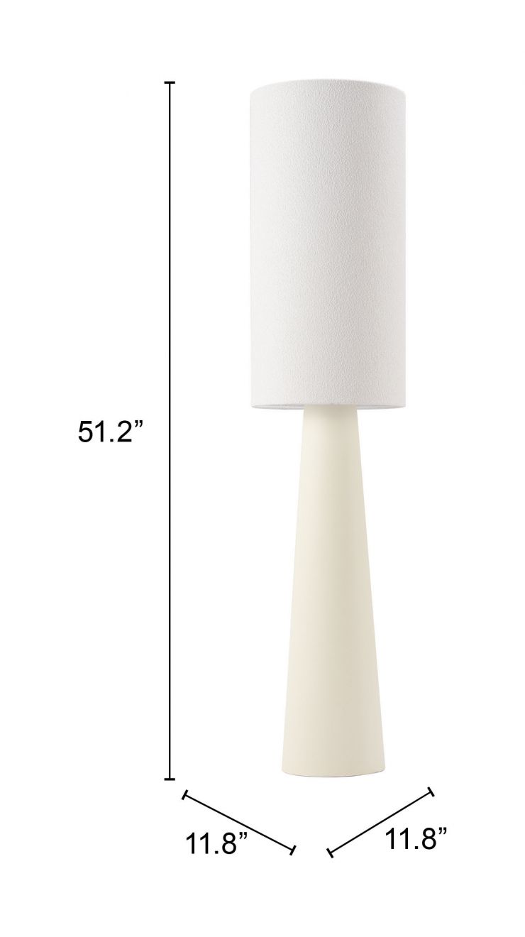 Lampadaire blanc de 51.2 pouces avec structure en acier thermolaqué