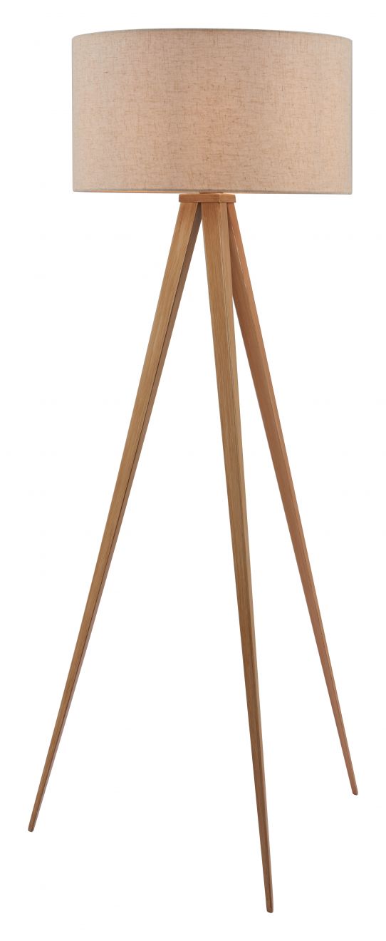 58.9-Inch Beige Floor Lamp with Powder-Coated Steel Frame