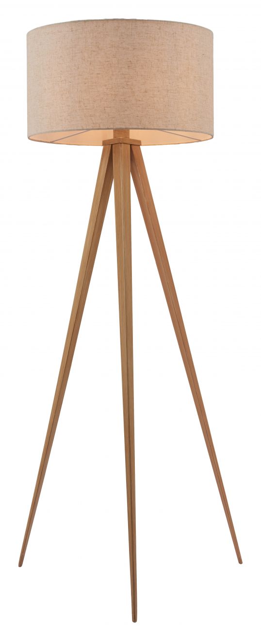 58.9-Inch Beige Floor Lamp with Powder-Coated Steel Frame