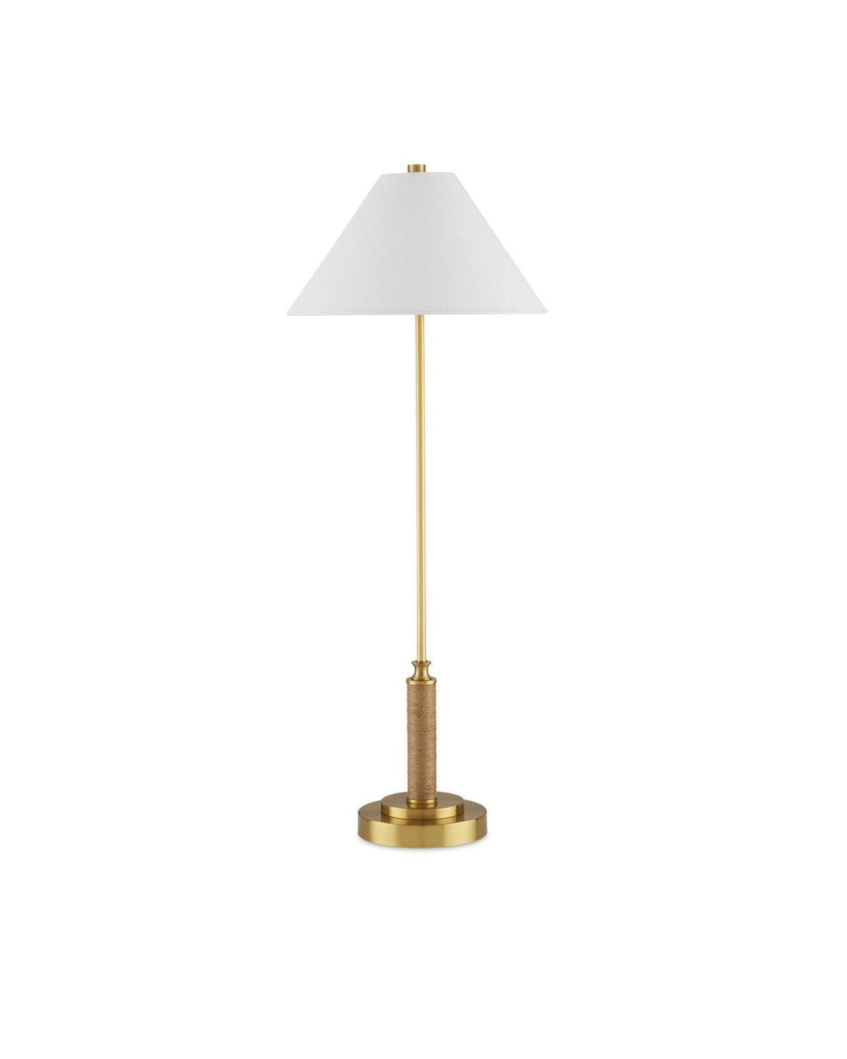 36.5-Inch Antique Brass-Finish Console Lamp with Jute Accent