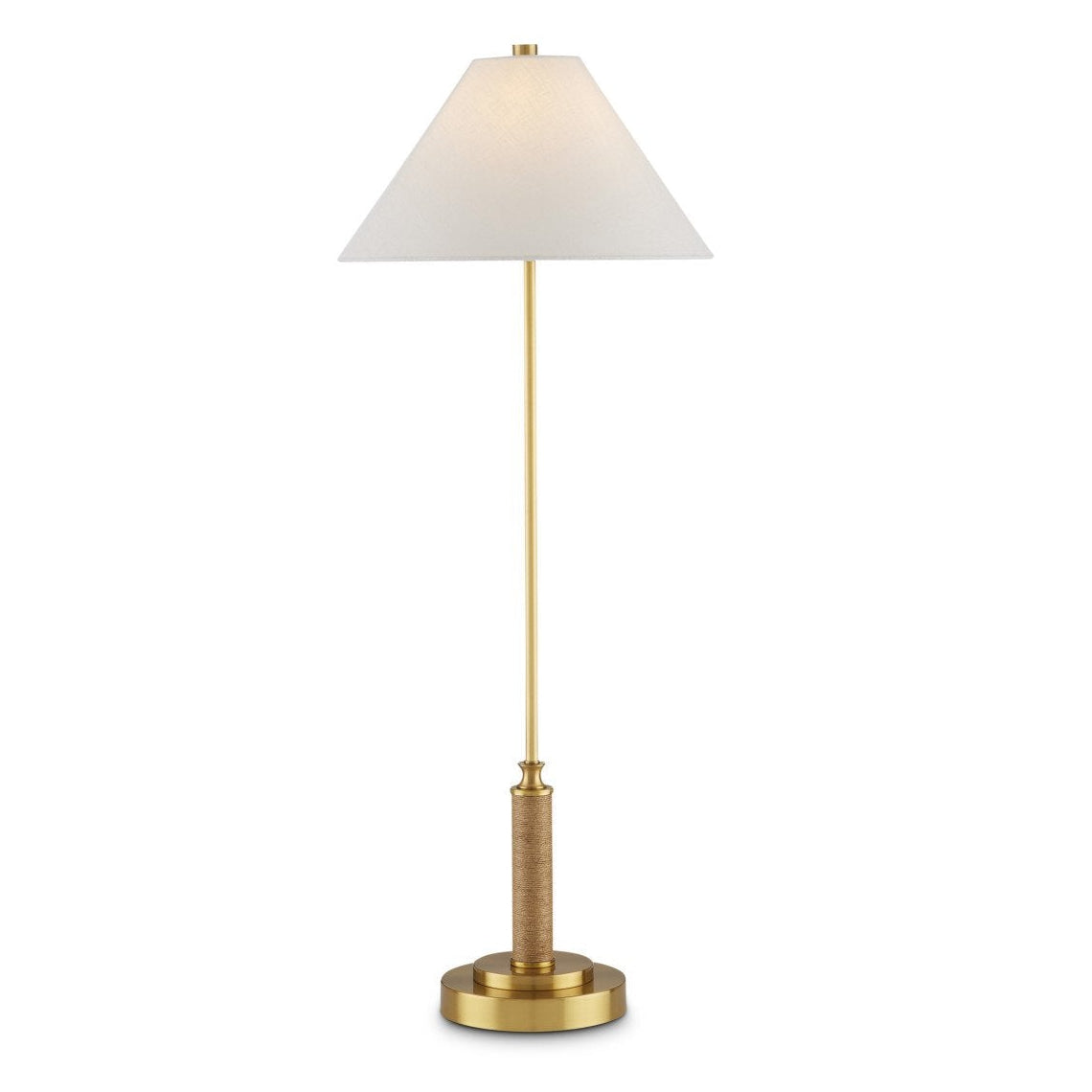 36.5-Inch Antique Brass-Finish Console Lamp with Jute Accent