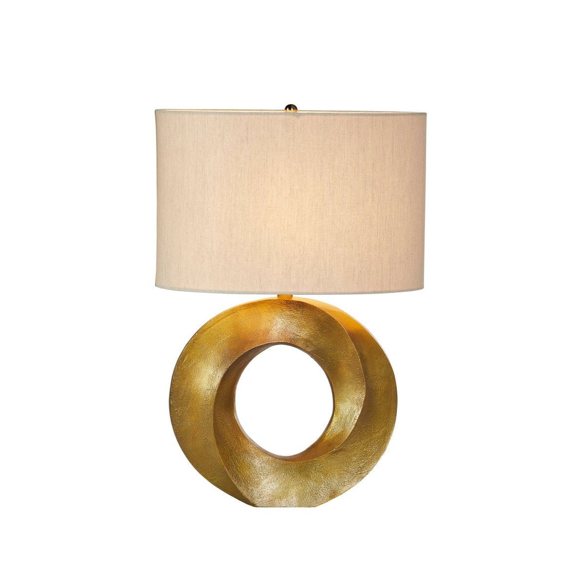 26-Inch Antique Brass Aluminum Table Lamp with Linen Shade