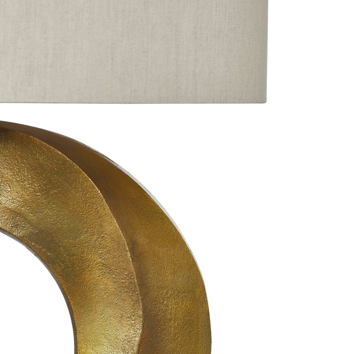26-Inch Antique Brass Aluminum Table Lamp with Linen Shade