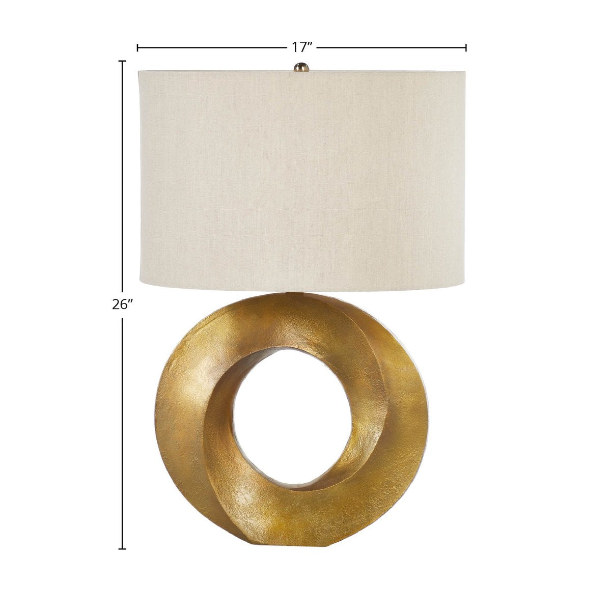26-Inch Antique Brass Aluminum Table Lamp with Linen Shade