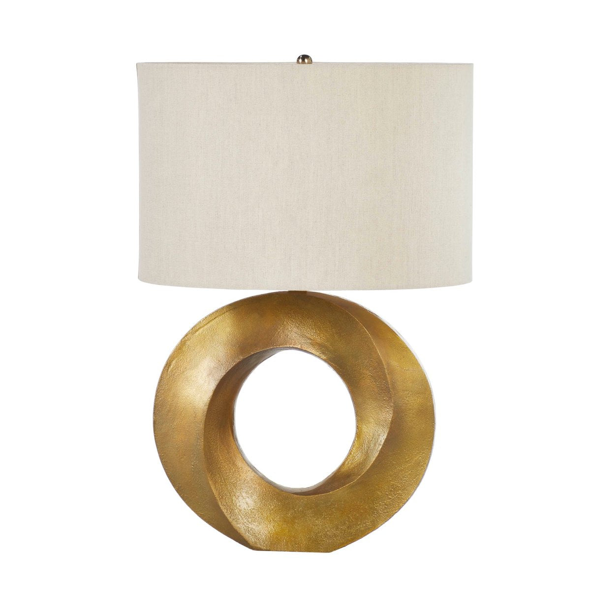 26-Inch Antique Brass Aluminum Table Lamp with Linen Shade