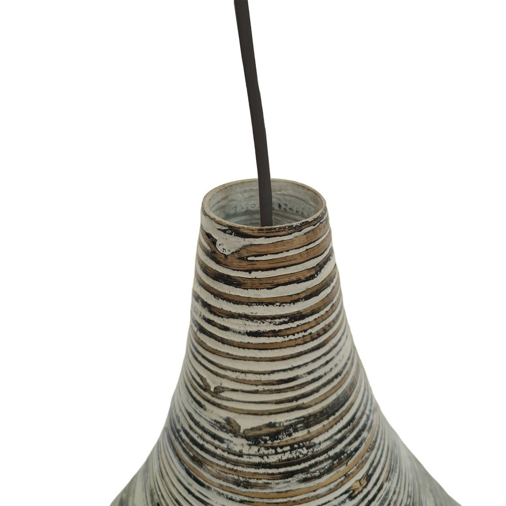Lustre en bambou noir et blanc avec armature en fer