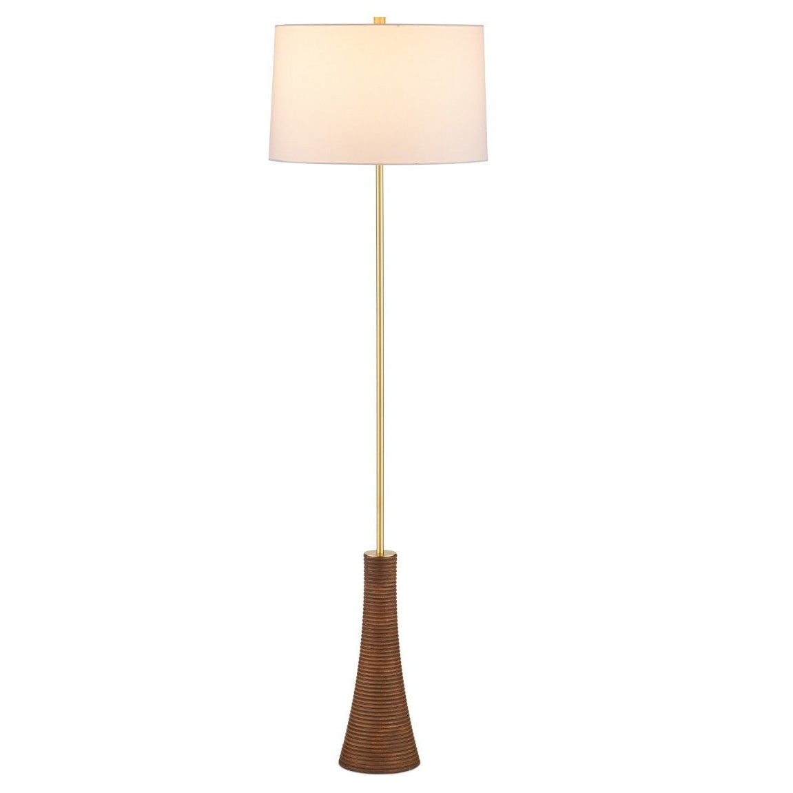 62.5-Inch Beechwood and Brushed Brass Floor Lamp