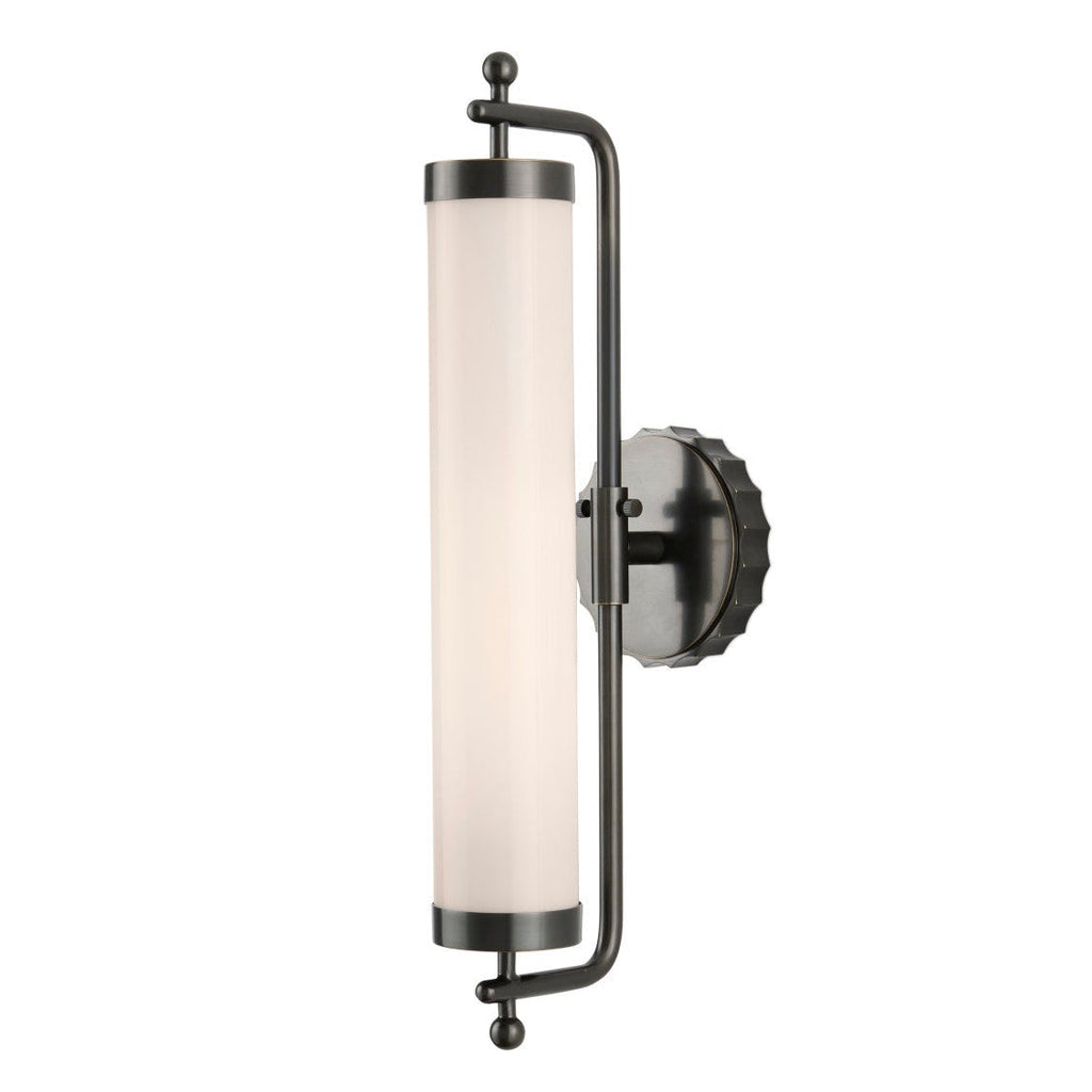 20-Inch Bronze-Finish Wall Sconce with Milk Glass Shade