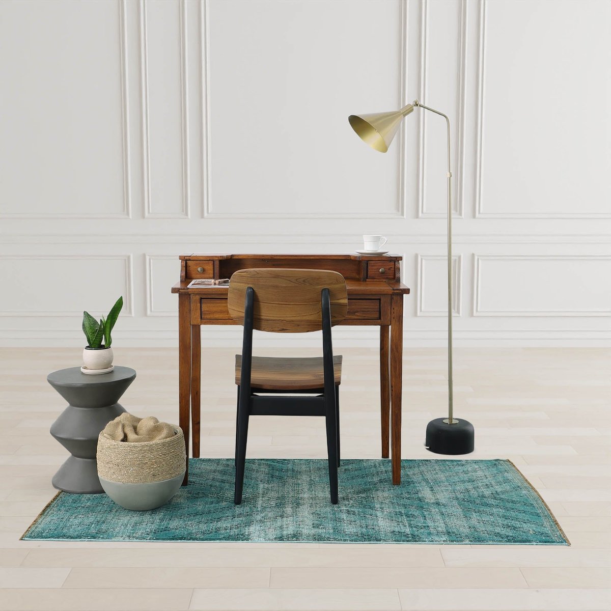 Adjustable Gold-Finish Iron Floor Lamp